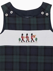 Trotters London Blue Little Navy Tartan Archie Marching Band Smocked Romper - Image 3 of 3