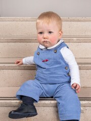 Trotters London Blue Little French Sebastian Car 100% Cotton Dungarees - Image 1 of 4