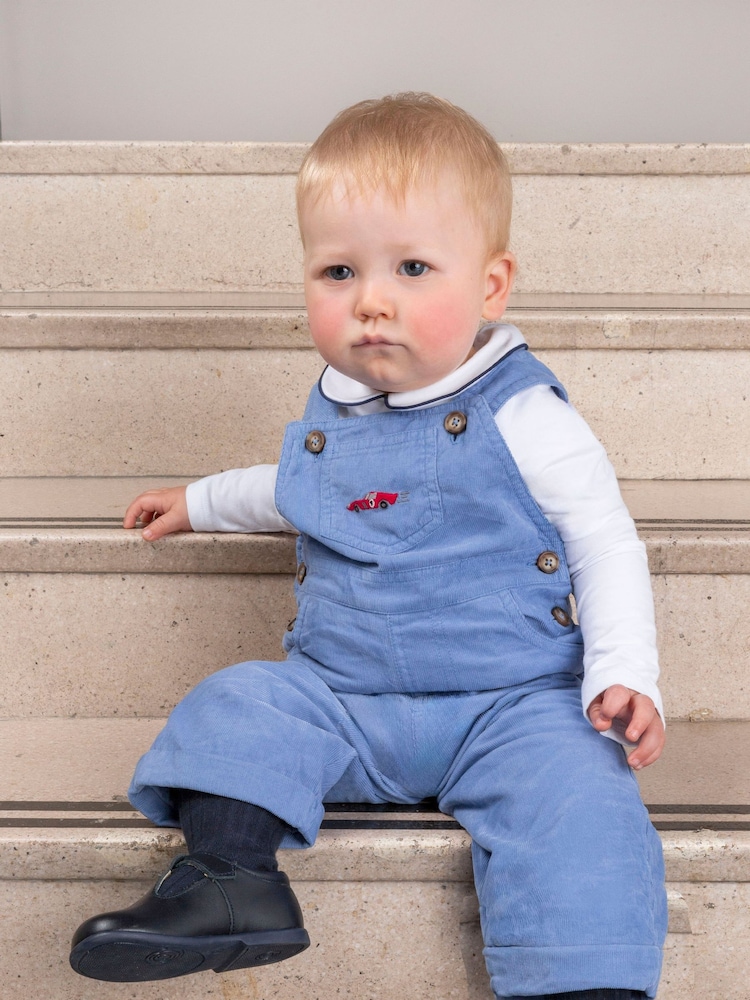 Trotters London Blue Little French Sebastian Car 100% Cotton Dungarees - Image 1 of 4