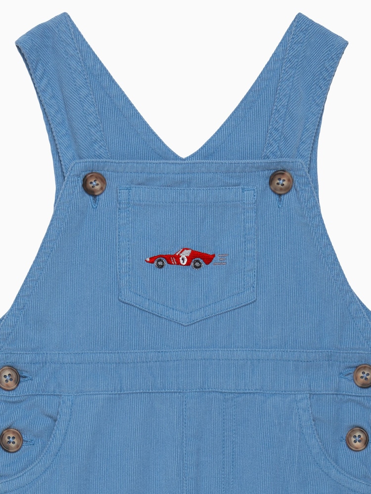 Trotters London Blue Little French Sebastian Car 100% Cotton Dungarees - Image 4 of 4