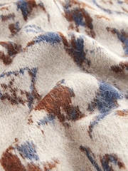 Neutral Floral Relaxed Fit Brushed Pattern Crew Jumper - Image 9 of 9
