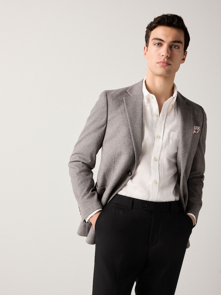 Grey Slim Fit Soft Touch Textured Jersey Blazer - Image 1 of 10