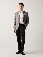 Grey Slim Fit Soft Touch Textured Jersey Blazer - Image 2 of 10