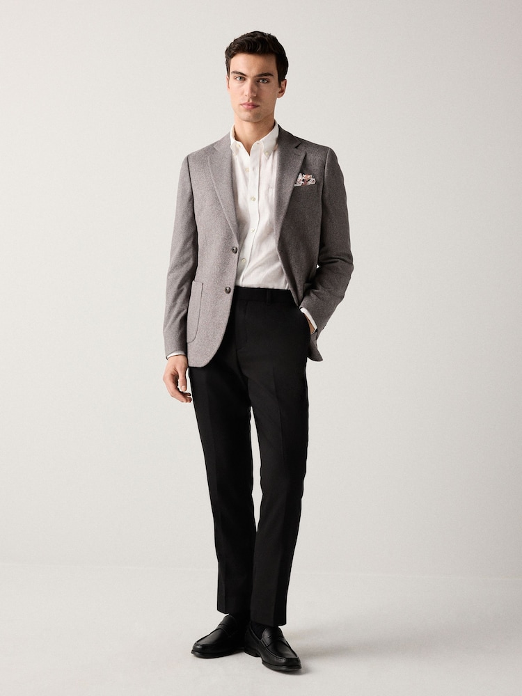 Grey Slim Fit Soft Touch Textured Jersey Blazer - Image 2 of 10