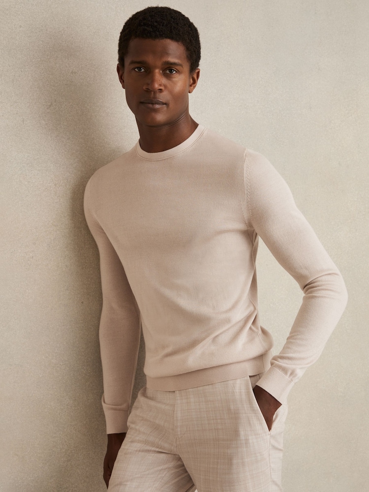 Reiss Sand Oe Sussex Wool-Blend Crew-Neck Jumper - Image 1 of 5