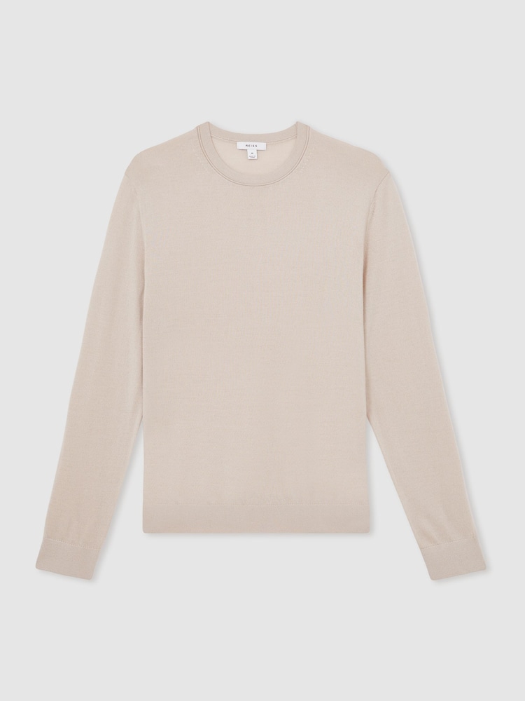 Reiss Sand Oe Sussex Wool-Blend Crew-Neck Jumper - Image 2 of 5