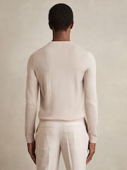 Reiss Sand Oe Sussex Wool-Blend Crew-Neck Jumper - Image 4 of 5