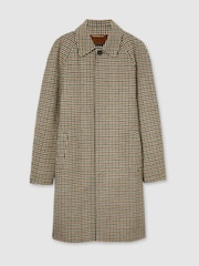 Reiss Brown Multi Region Wool Dogtooth Check Car Coat - Image 2 of 8