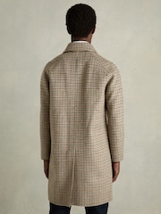Reiss Brown Multi Region Wool Dogtooth Check Car Coat - Image 6 of 8