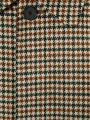 Reiss Brown Multi Region Wool Dogtooth Check Car Coat - Image 8 of 8