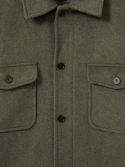 Reiss Green Smoke Liam Wool-Blend Melton Overshirt - Image 6 of 6