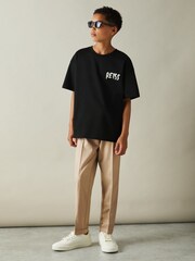Reiss Soft Camel Brown Brighton 9-14 yrs Relaxed Elasticated Trousers with Turn-Ups - Image 2 of 5