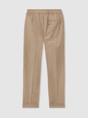 Reiss Soft Camel Brown Brighton 9-14 yrs Relaxed Elasticated Trousers with Turn-Ups - Image 3 of 5