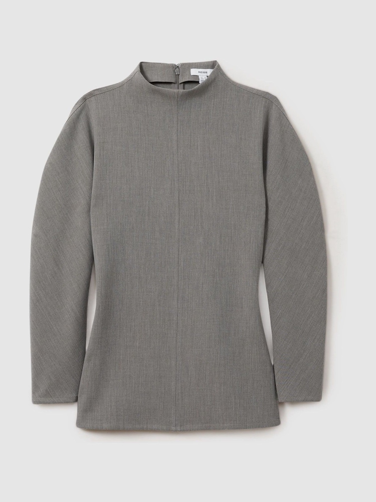 Reiss Grey Markari Sculpted High Neck Top - Image 2 of 6
