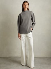 Reiss Grey Markari Sculpted High Neck Top - Image 3 of 6