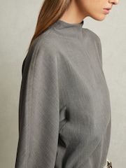 Reiss Grey Markari Sculpted High Neck Top - Image 4 of 6