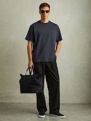 Reiss Navy Tate Oversized Garment Dye T-Shirt - Image 1 of 5