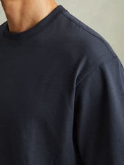 Reiss Navy Tate Oversized Garment Dye T-Shirt - Image 3 of 5