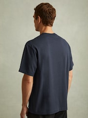 Reiss Navy Tate Oversized Garment Dye T-Shirt - Image 4 of 5