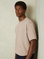 Reiss Cement Tate Oversized Garment Dye T-Shirt - Image 1 of 5