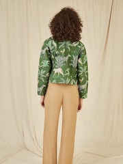 Yumi Green Reversible Cotton Cropped Quilted Jacket - Image 3 of 5