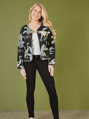Yumi Black Chrome Reversible Cotton Cropped Quilted Jacket - Image 2 of 5
