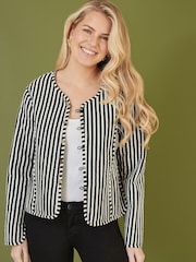 Yumi Black Chrome Reversible Cotton Cropped Quilted Jacket - Image 3 of 5