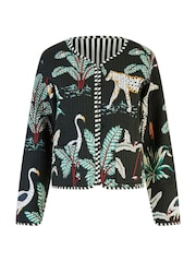 Yumi Black Chrome Reversible Cotton Cropped Quilted Jacket - Image 5 of 5
