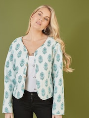 Yumi Black Reversible Cotton Cropped Quilted Jacket - Image 3 of 4