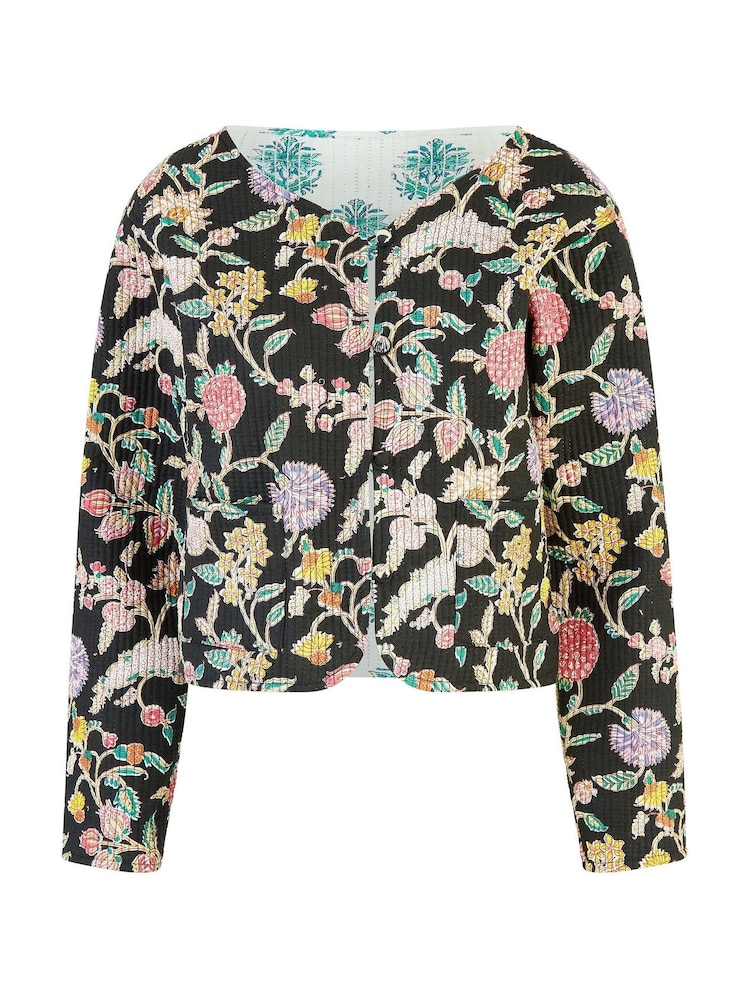 Yumi Black Reversible Cotton Cropped Quilted Jacket - Image 4 of 4