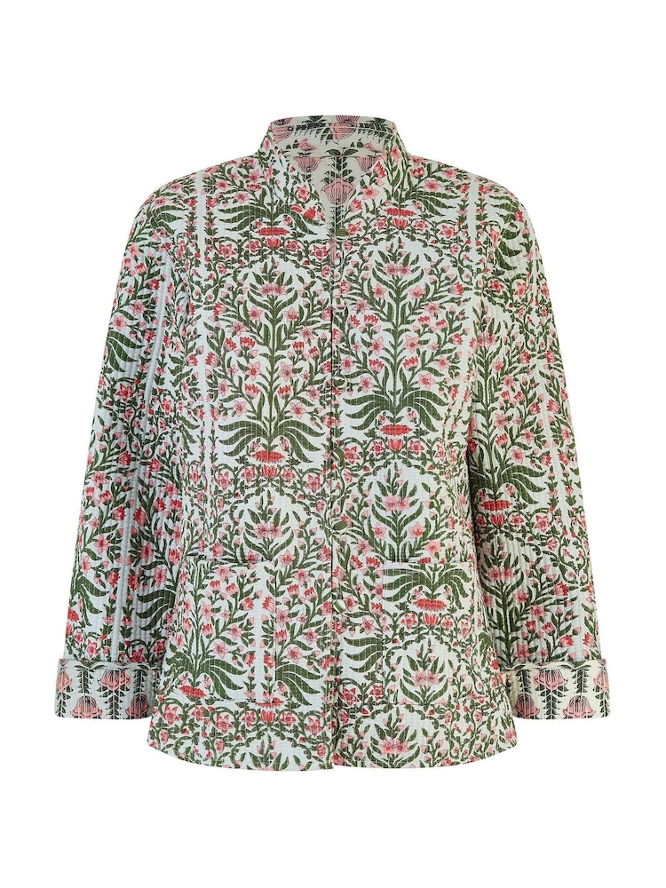 Yumi Pink Floral Print Reversible Cotton Quilted Jacket - Image 5 of 5