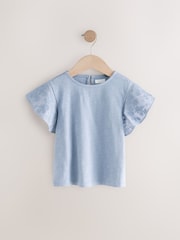 Azul - Cornelli Frill Sleeve 100% Cotton T-Shirt (3-16yrs) - Imagen 5 de 8
