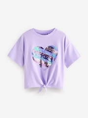 Morado - 100% Cotton Sequin Animal Heart Print T-Shirt (3-16yrs) - Imagen 1 de 5