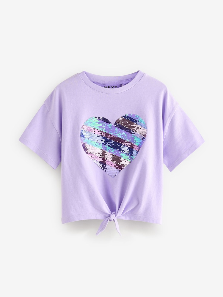 Morado - 100% Cotton Sequin Animal Heart Print T-Shirt (3-16yrs) - Imagen 1 de 5
