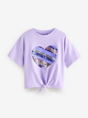 Morado - 100% Cotton Sequin Animal Heart Print T-Shirt (3-16yrs) - Imagen 2 de 5
