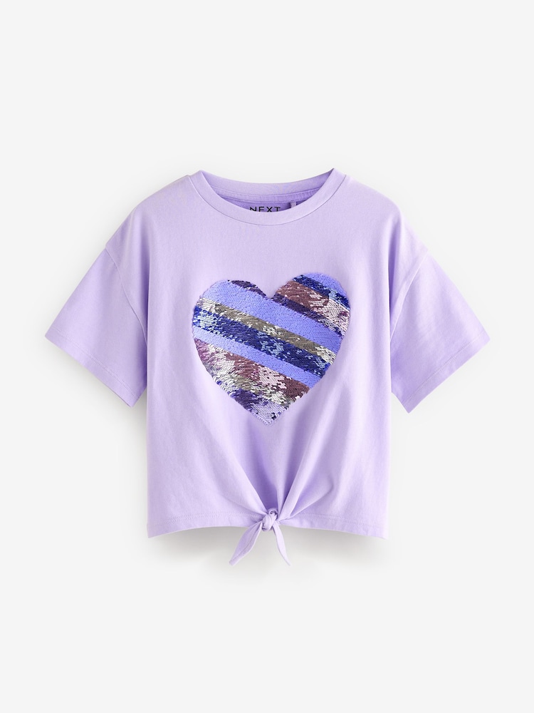 Morado - Camiseta de algodón 100% con diseño de corazón animal con lentejuelas (3-16 años) - Imagen 2 de 5 Morado - Camiseta de algodón 100% con diseño de corazón animal con lentejuelas (3-16 años) - Imagen 2 de 5
