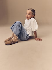 Ecru 100% Cotton Puff Sleeve Crochet T-Shirt (3-16yrs) - Image 3 of 13