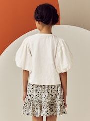Ecru 100% Cotton Puff Sleeve Crochet T-Shirt (3-16yrs) - Image 6 of 13
