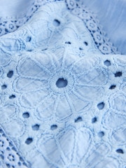 Blue 100% Cotton Puff Sleeve Crochet T-Shirt (3-16yrs) - Image 7 of 8