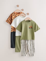 Khaki/Green Short Sleeve T-Shirts & Joggers Set 3 Pack (3mths-7yrs) - Image 3 of 10