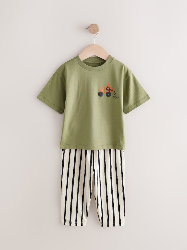 Khaki/Green Short Sleeve T-Shirts & Joggers Set 3 Pack (3mths-7yrs) - Image 4 of 10