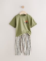 Khaki/Green Short Sleeve T-Shirts & Joggers Set 3 Pack (3mths-7yrs) - Image 5 of 10