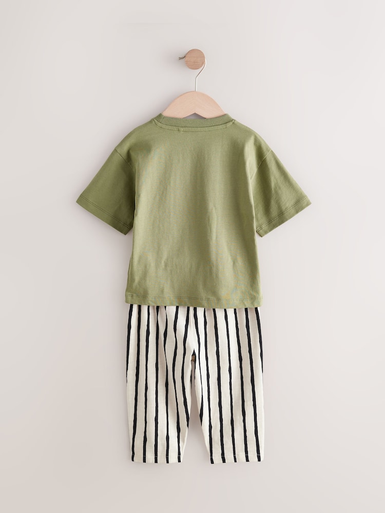 Khaki/Green Short Sleeve T-Shirts & Joggers Set 3 Pack (3mths-7yrs) - Image 6 of 10