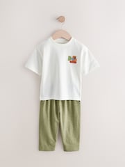 Khaki/Green Short Sleeve T-Shirts & Joggers Set 3 Pack (3mths-7yrs) - Image 8 of 10