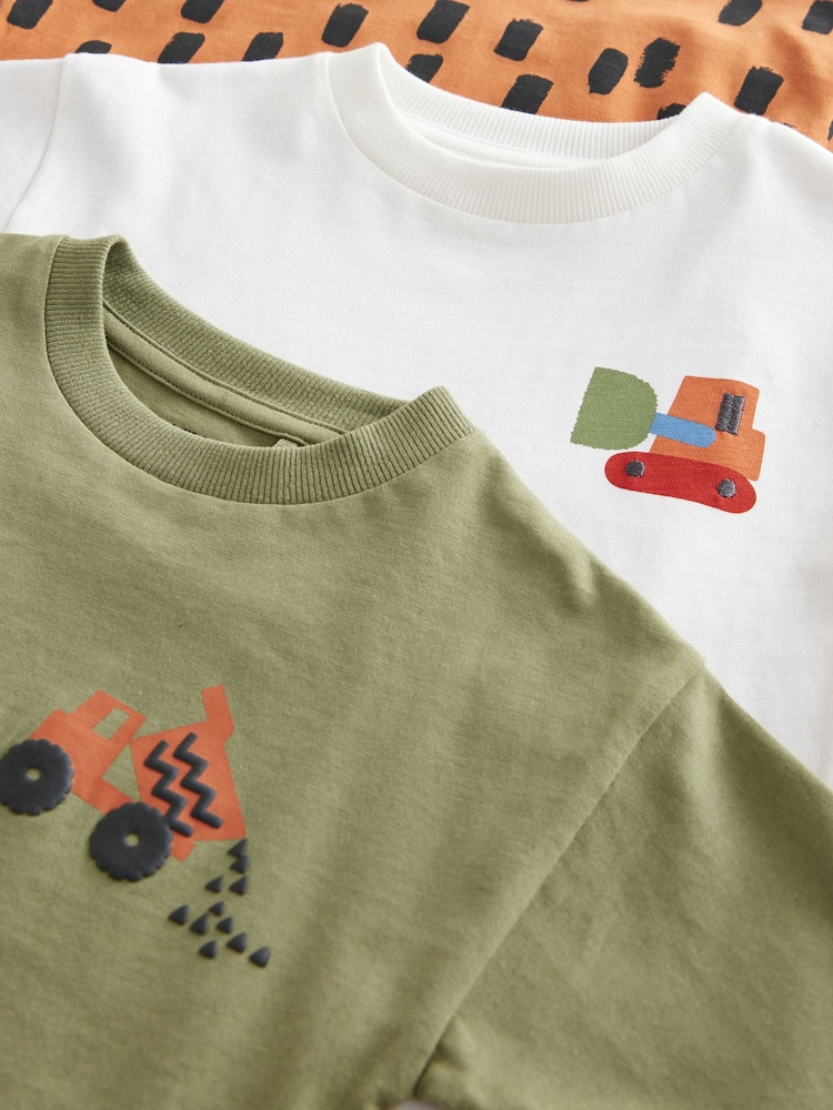 Khaki/Green Short Sleeve T-Shirts & Joggers Set 3 Pack (3mths-7yrs) - Image 9 of 10