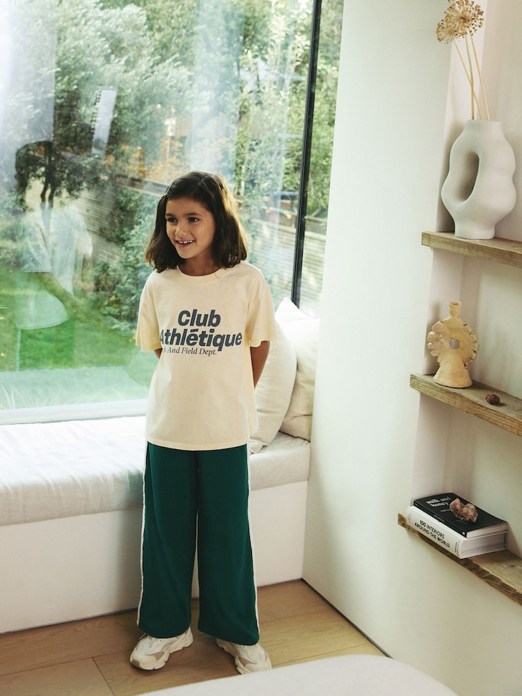 Green T-Shirt And Wide Leg Joggers Set (3-16yrs) - Image 2 of 7