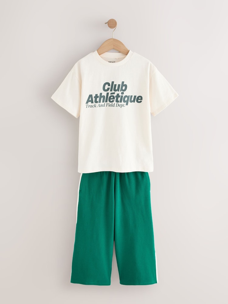 Green T-Shirt And Wide Leg Joggers Set (3-16yrs) - Image 3 of 7