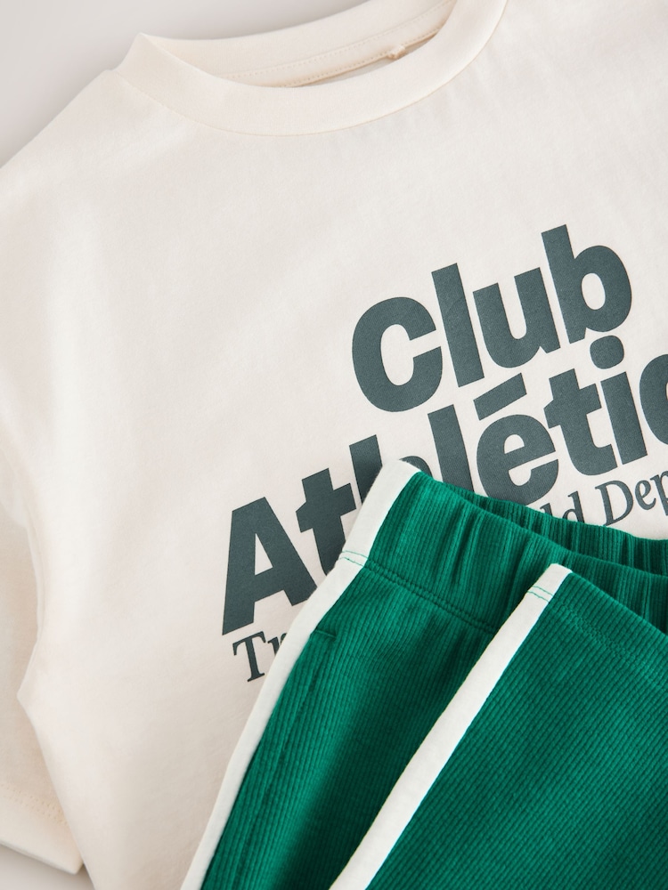 Green T-Shirt And Wide Leg Joggers Set (3-16yrs) - Image 6 of 7