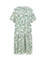 Yumi Green 100% Cotton Palm Print Tiered Tunic Dress - Image 5 of 5