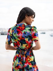 Yumi Black Tropical Leaf Print Playsuit - Image 4 of 5